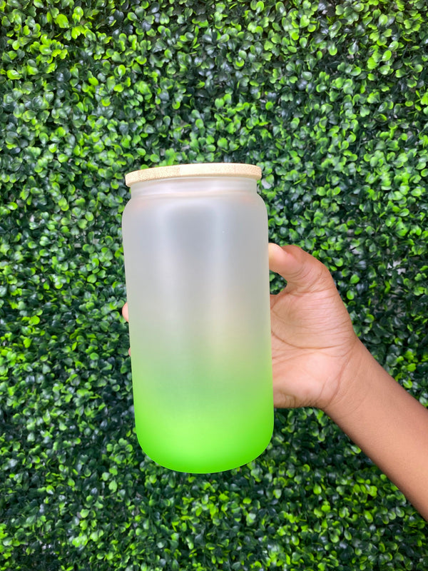 16OZ FROSTED SUBJUNKIE OMBRE GRADIENT FROSTED GLASS TUMBLER