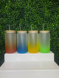 16OZ FROSTED SUBJUNKIE OMBRE GRADIENT FROSTED GLASS TUMBLER
